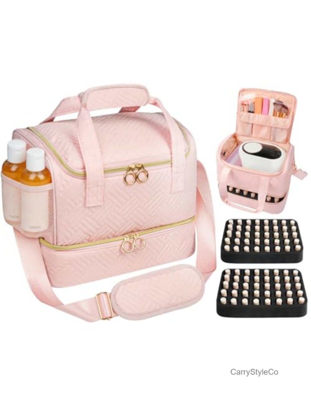 Nail Polish Organizer Bag Holds 80 Bottles Nail Lamp Storage Case Quilted Nylon